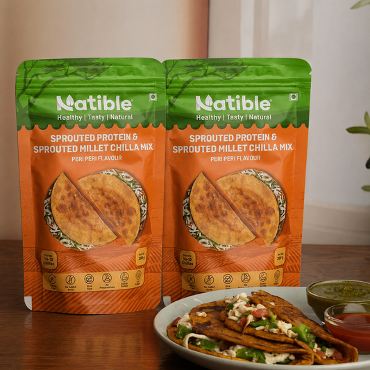 Sprouted Protein and Sprouted Millet Chilla Mix Combo- Peri Peri Flavor - 200 per gms packet