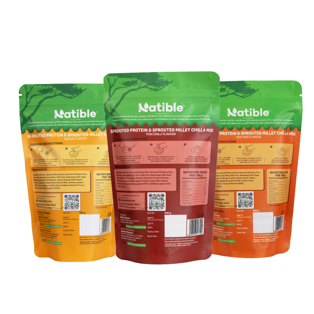 Combo Pack of 3 - Sprouted Protein and Sprouted Millet Chilla Mix