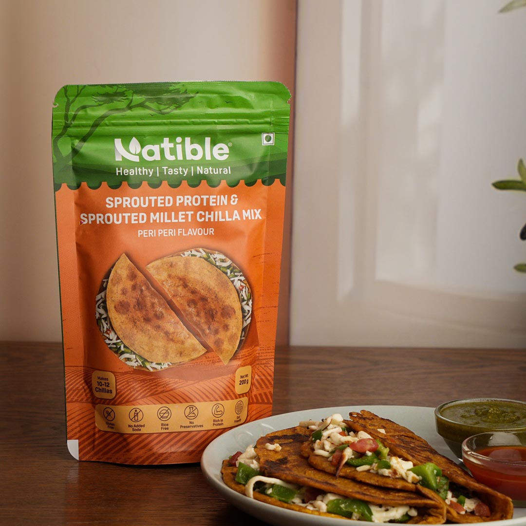 Sprouted Protein and Sprouted Millet Chilla Mix - Peri Peri Flavor 200 gms per packet