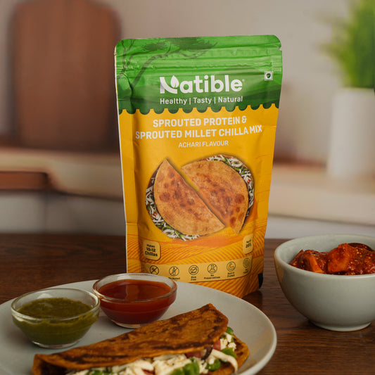 Sprouted Protein and Sprouted Millet Chilla Mix - Achari Flavor - 200 gms