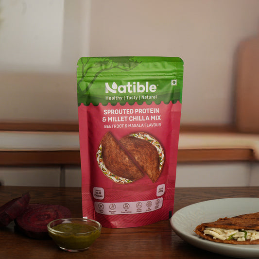 Sprouted Protein and Millet Chilla Mix - Beetroot & Masala Flavor (200 gms)