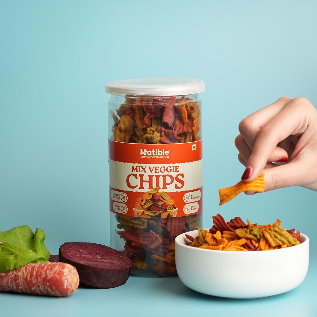 Natible Roasted Mix Veggie Chips (Pack of 2, 280 gms)