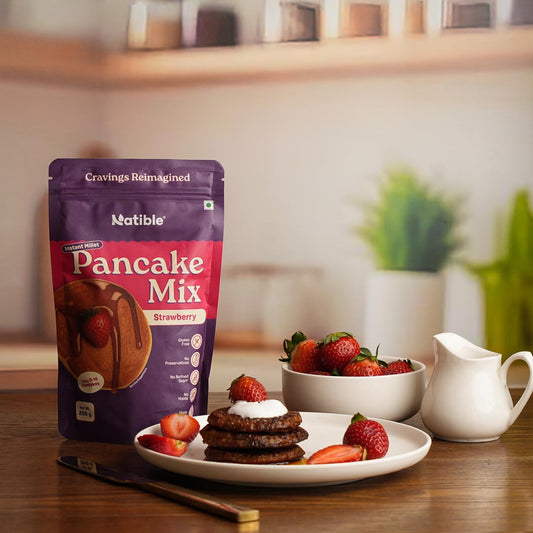 Natible Instant Millet Pancake Mix - Strawberry Flavour (200 gms)