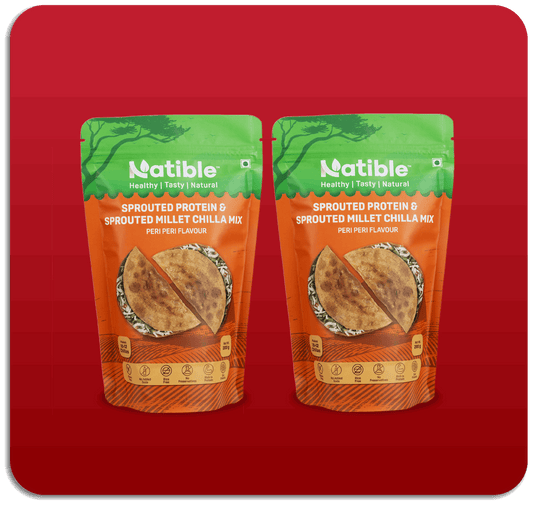 Sprouted Protein and Sprouted Millet Chilla Mix Combo- Peri Peri Flavor - 200 per gms packet