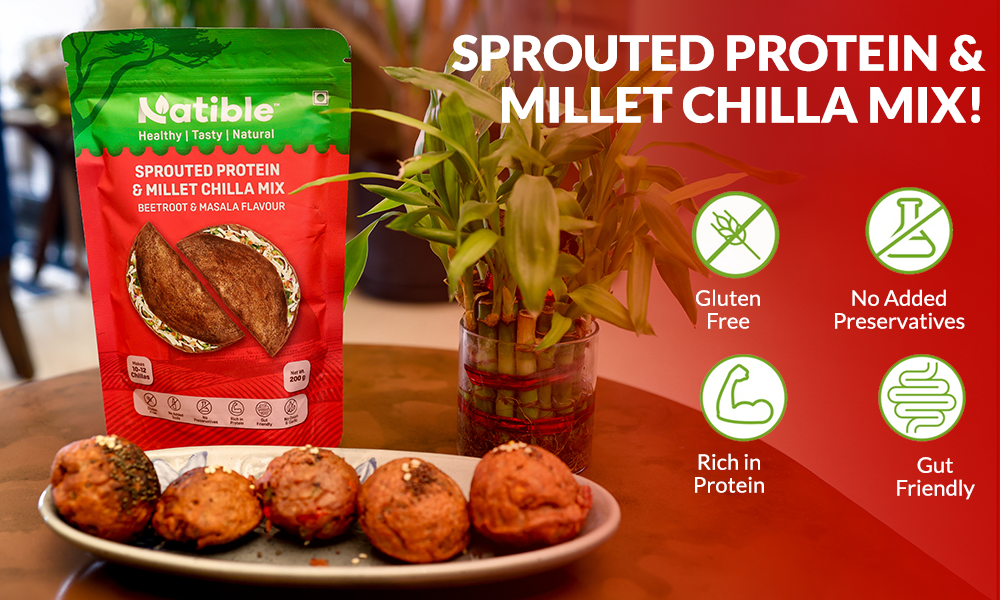 Combo Pack of 2 - Sprouted Protein and Sprouted Millet Chilla Mix