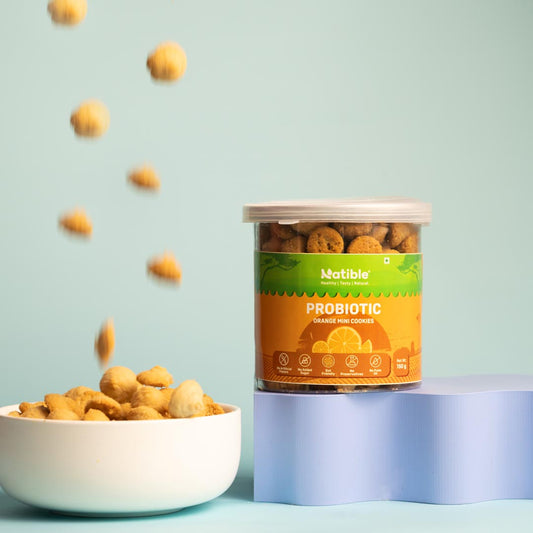 Natible Probiotic Orange Mini Cookies Combo 150 gms per jar