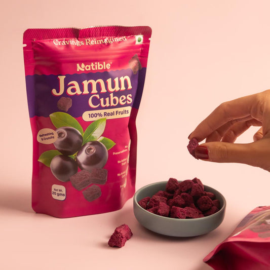 Natible Jamun & Mango Freeze Dried Cubes ( Pack of 2 , 40gm)