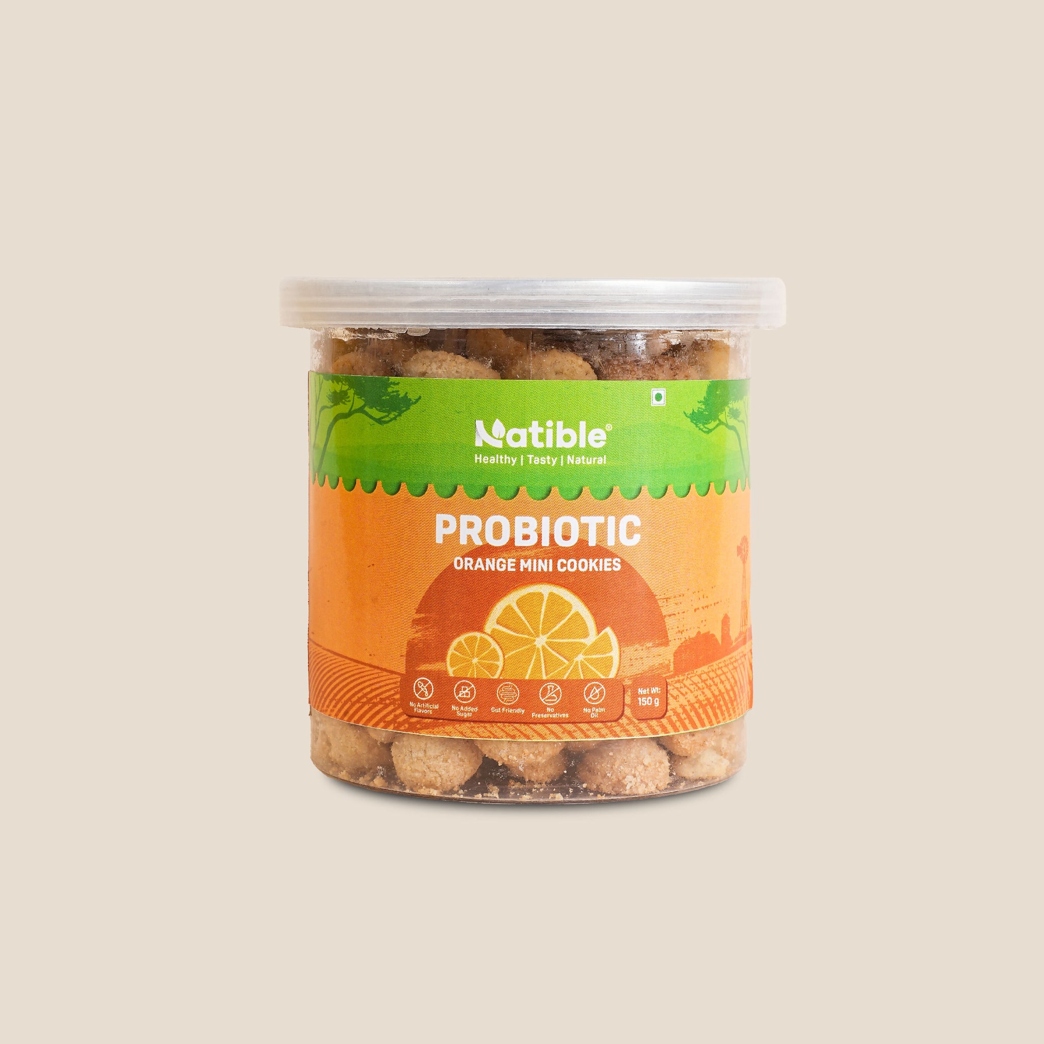 Natible Probiotic Orange Mini Cookies