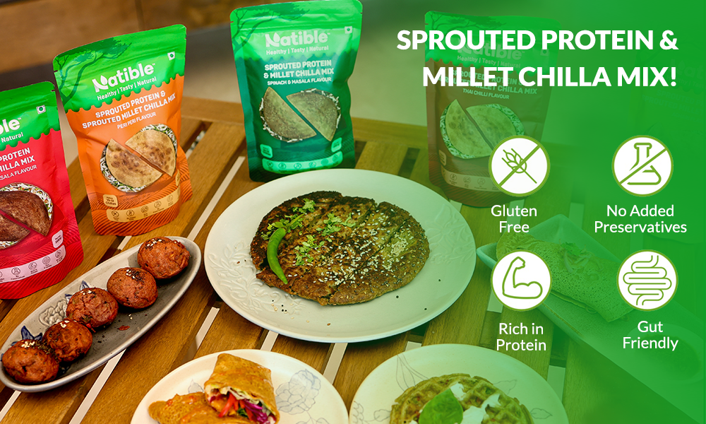 Combo Pack of 5 - Sprouted Protein and Sprouted Millet Chilla Mix