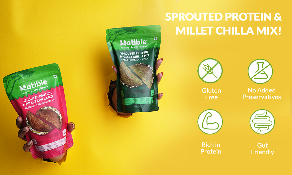 Combo Pack of 2 - Sprouted Protein and Sprouted Millet Chilla Mix