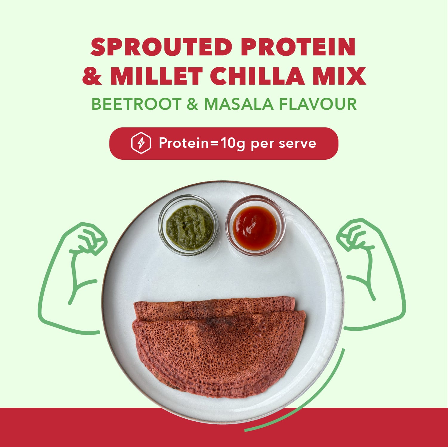 Sprouted Protein and Millet Chilla Mix Combo - Beetroot & Masala Flavor