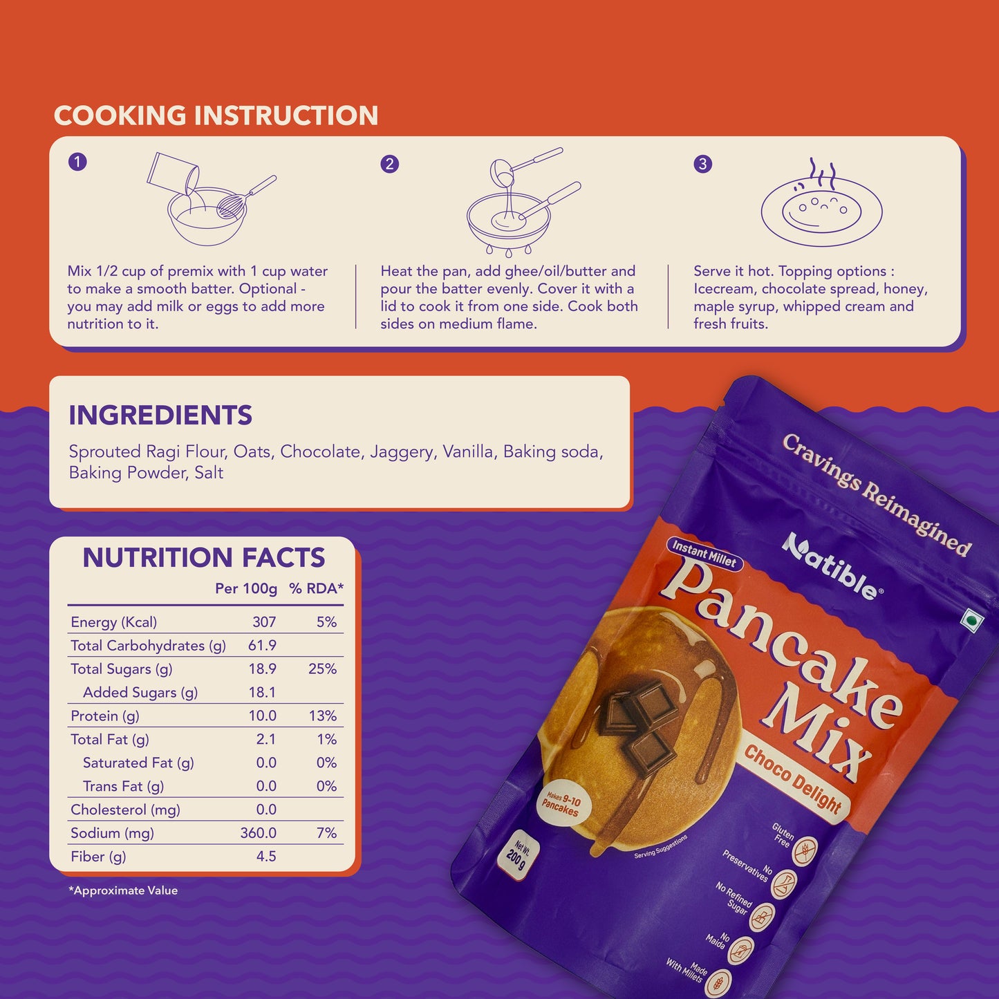 Instant Millet Pancake Mix-Chocolate