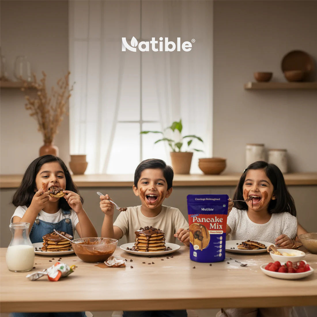 Natible Instant Millet Pancake Mix - Choco Delight (Pack of 2, 400 gms)