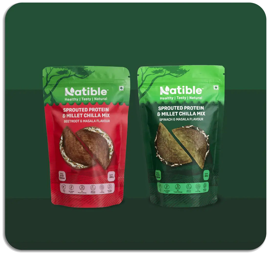 Combo Pack of 2 - Sprouted Protein and Sprouted Millet Chilla Mix - 200 per gms packet
