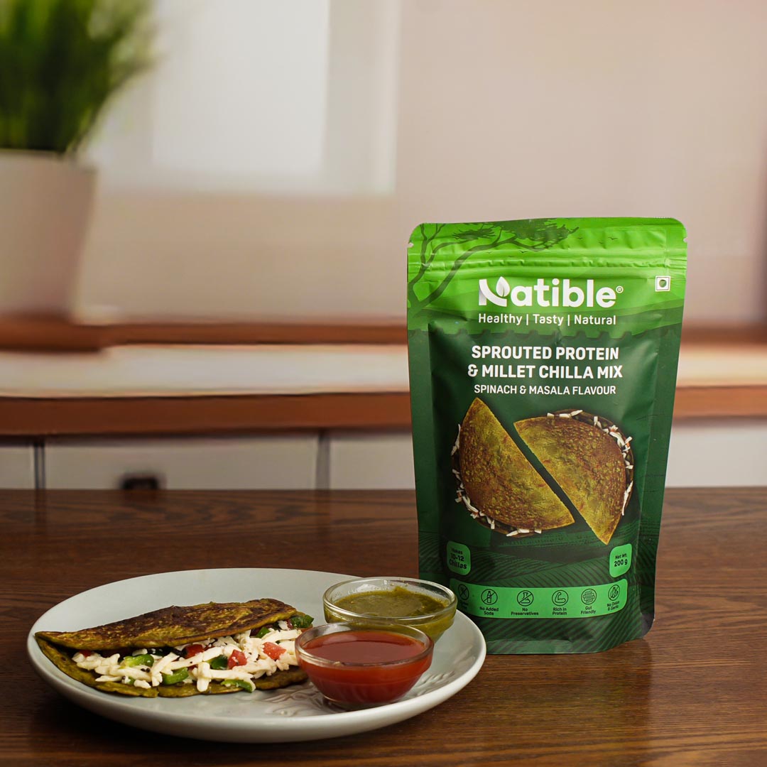 Sprouted Protein and Millet Chilla Mix - Spinach & Masala Flavor (200 gms)