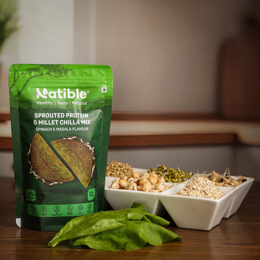 Sprouted Protein and Millet Chilla Mix - Spinach & Masala Flavor (200 gms)