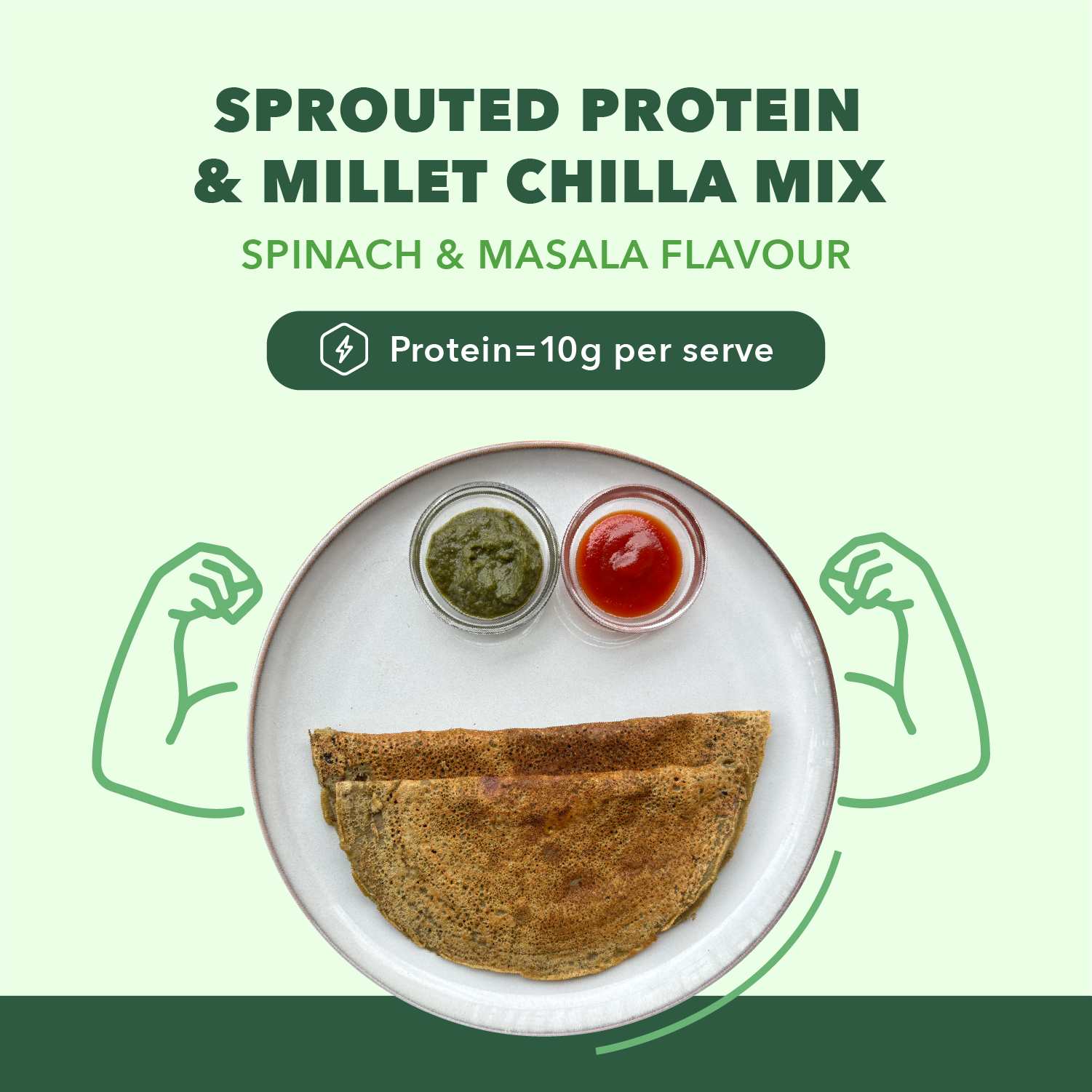 Sprouted Protein and Millet Chilla Mix - Spinach & Masala Flavor