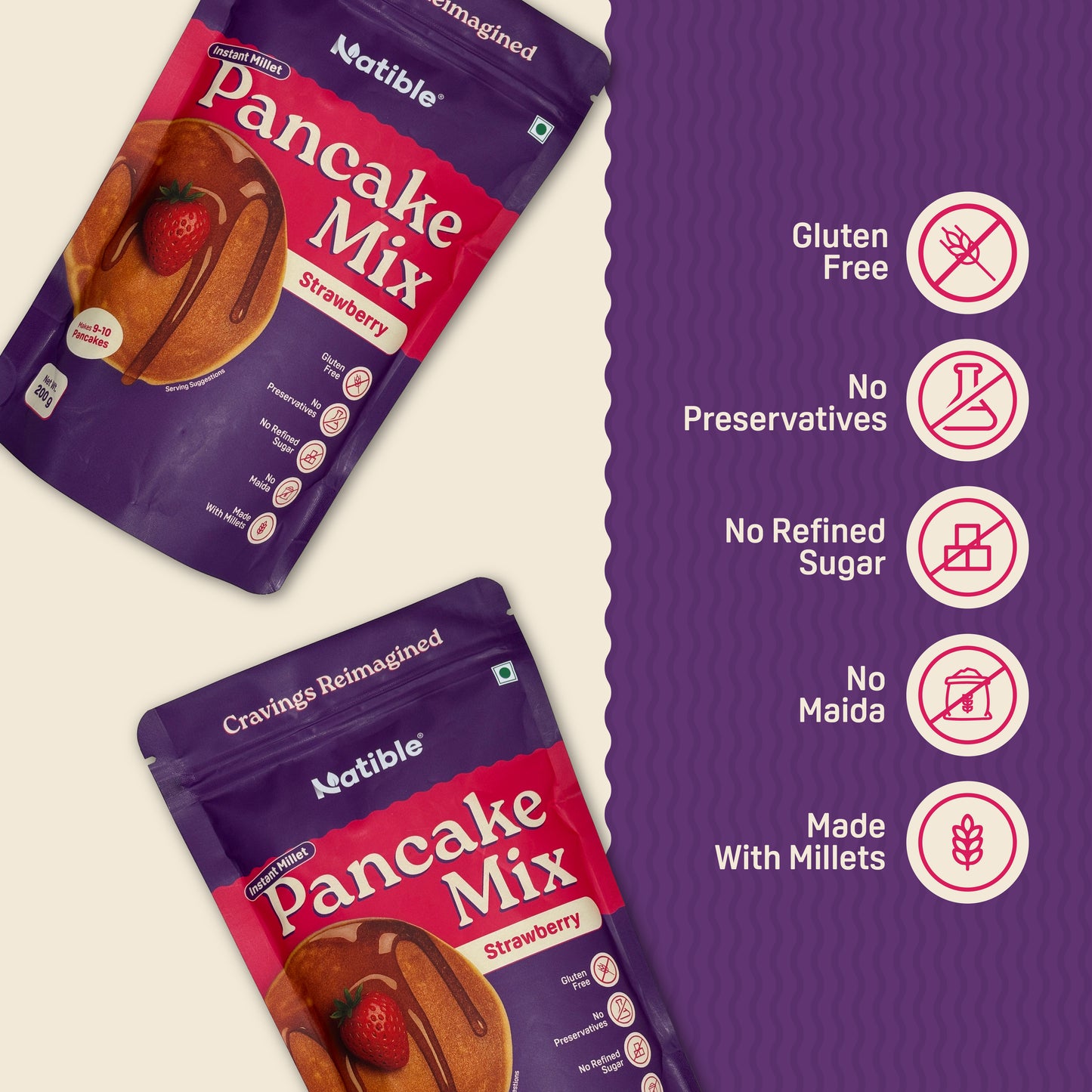 Instant Millet Pancake Mix-Strawberry