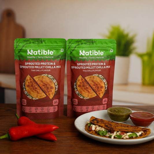 Sprouted Protein  and Sprouted Millet Chilla Mix Combo- Thai Chilli flavor - 200 per gms packet